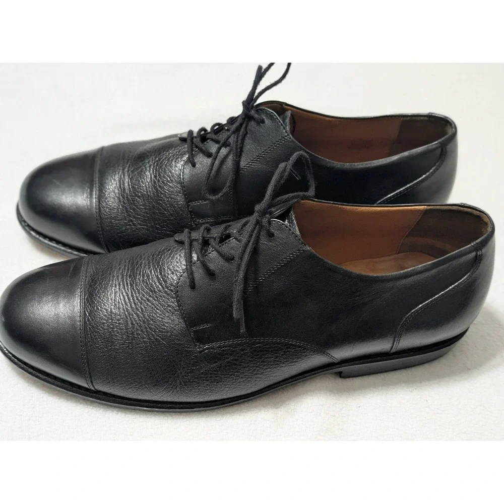 Tauer & Johnson Wellington Oxford Shoes Black Calf Deer Leather Mens Size 12.5 D